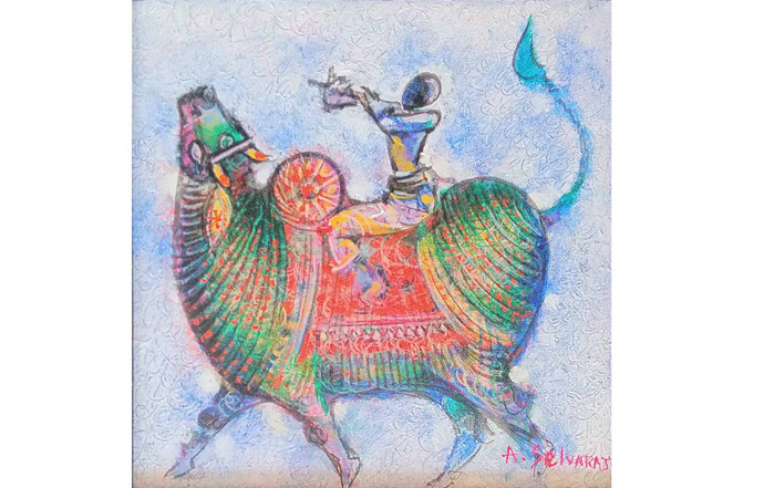 A.Selvaraj
Bull - II
Acrylic on Canvas
12 x 12 inches
Unavailable (Can be commissioned)